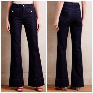 Anthropologie Pilcro High Rise Superscript Flare Jeans in Dark Wash Sz 27